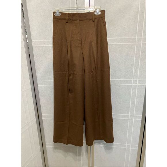 19 Women's wool blend Casual Palazzo Wide Leg Pants High Waisted Button Sol… - Picture 2 of 9